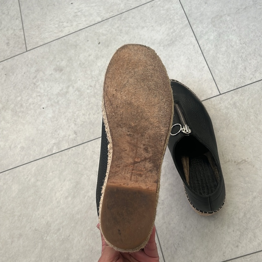 Alexander Wang Black Leather Espadrille Slip-On with Front Zipper - Picture 5 of 6